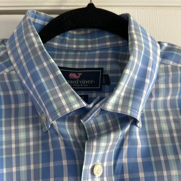 Vineyard Vines Men’s Blues Plaid Long Sleeve Button Down Shirt - Size L - Picture 3 of 6